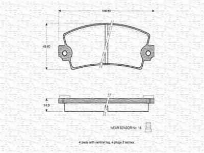 MAGNETI MARELLI 363702160662 -  Комплект тормозных колодок, дисковый тормоз
